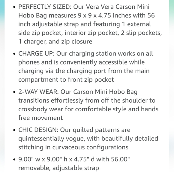 NWT Vera Bradley Carson mini hobo crossbody - Picture 7 of 7